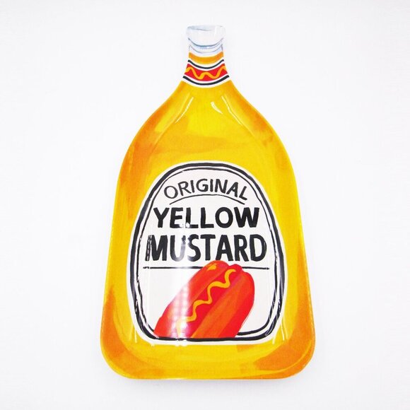 NEW Melamine Figural Platter Yellow Mustard Bottle 20" x 8.75" - Picture 2 of 7